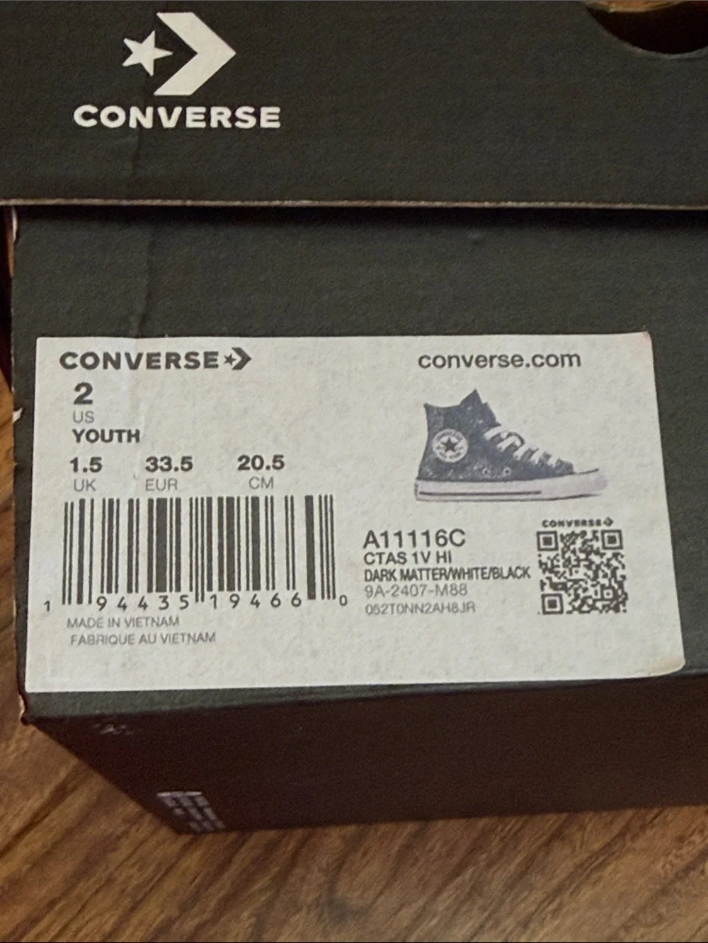 Converse Kids High-Top Glitter Sneakers in Black and Silver
